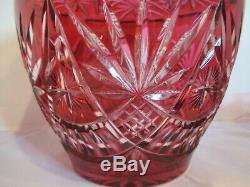 Ruby Red Cut To Clear Punch Bowl With LID & 25 Matching Cups Rare Collection