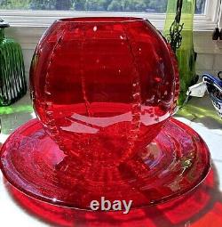 Ruby Red New Martinsville Radiance 13 Piece Punch Bowl Set