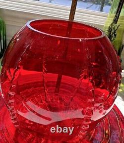 Ruby Red New Martinsville Radiance 13 Piece Punch Bowl Set