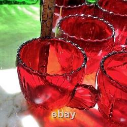 Ruby Red New Martinsville Radiance 13 Piece Punch Bowl Set