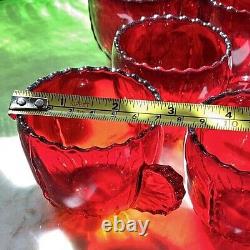 Ruby Red New Martinsville Radiance 13 Piece Punch Bowl Set