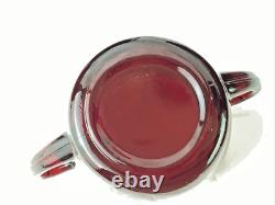 Ruby Red Vintage Glass Punch Bowl Set with 16 Cups + Double Handle Cup MCM