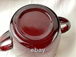 Ruby Red Vintage Glass Punch Bowl Set with 16 Cups + Double Handle Cup MCM