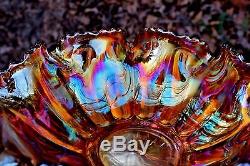 Scarce Imperial Flute Carnival Glass Punch Bowl And Base Set, Marigold