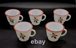 SCARSE! 5pc Hazel Atlas Holly Berries Tom & Jerry Christmas Punch (Bowl) Mugs