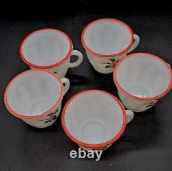 SCARSE! 5pc Hazel Atlas Holly Berries Tom & Jerry Christmas Punch (Bowl) Mugs