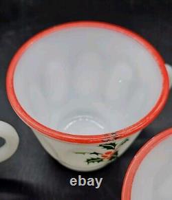 SCARSE! 5pc Hazel Atlas Holly Berries Tom & Jerry Christmas Punch (Bowl) Mugs