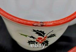 SCARSE! 5pc Hazel Atlas Holly Berries Tom & Jerry Christmas Punch (Bowl) Mugs