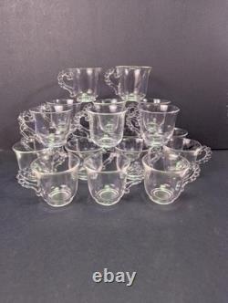 SET OF 19 Imperial Candlewick Family Punch Bowl Cups Crystal Glass