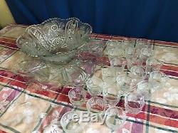 STUNNING 23 Pc Set LE Smith Punch Bowl Underplate 21 Cups GALAXY Stars Pinwheels