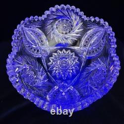 STUNNING Antique ABP American Brilliant Cut Glass Pinwheel Starburst Punch Bowl