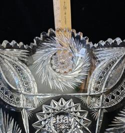STUNNING Antique ABP American Brilliant Cut Glass Pinwheel Starburst Punch Bowl