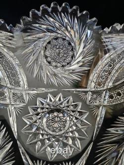 STUNNING Antique ABP American Brilliant Cut Glass Pinwheel Starburst Punch Bowl
