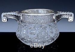 STUNNING VRY LARGE c1900 RUSSIAN SOLID SILVER & CUT GLASS CENTERPIECE PUNCH BOWL