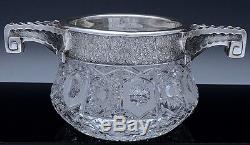 STUNNING VRY LARGE c1900 RUSSIAN SOLID SILVER & CUT GLASS CENTERPIECE PUNCH BOWL