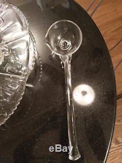 SUPER Gorgeous Antique 12 Cup Punch Bowl on Platter. Cups. Ladle. All Original