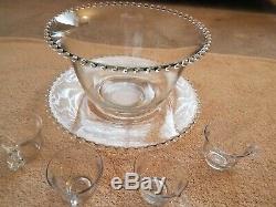 Sale! Vintage Classic Imperial Candlewick Punch Bowl/Under-plate, 16 Cups