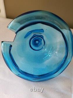 Sapphire Blue Mary Gregory Pear Share Punch Bowl Art Glass