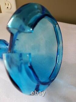 Sapphire Blue Mary Gregory Pear Share Punch Bowl Art Glass