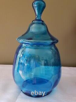 Sapphire Blue Mary Gregory Pear Share Punch Bowl Art Glass