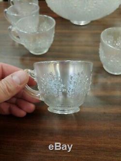 Scarce Fenton White Carnival Orange Tree Punch Bowl Set