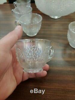 Scarce Fenton White Carnival Orange Tree Punch Bowl Set