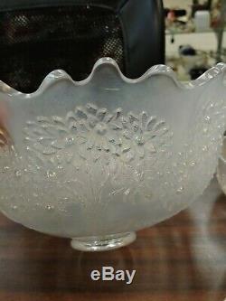 Scarce Fenton White Carnival Orange Tree Punch Bowl Set