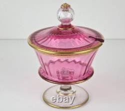 Set Glass Beaker Punch Bowl Tray Gold-Ruby around 1900 O766