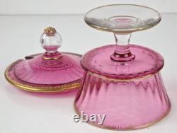 Set Glass Beaker Punch Bowl Tray Gold-Ruby around 1900 O766