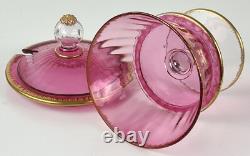 Set Glass Beaker Punch Bowl Tray Gold-Ruby around 1900 O766