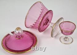 Set Glass Beaker Punch Bowl Tray Gold-Ruby around 1900 O766