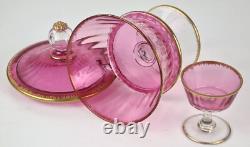 Set Glass Beaker Punch Bowl Tray Gold-Ruby around 1900 O766