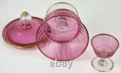 Set Glass Beaker Punch Bowl Tray Gold-Ruby around 1900 O766