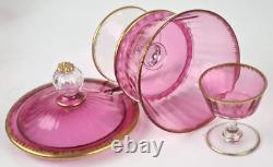 Set Glass Beaker Punch Bowl Tray Gold-Ruby around 1900 O766