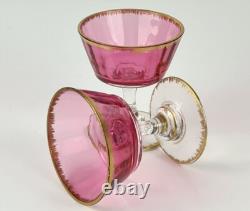 Set Glass Beaker Punch Bowl Tray Gold-Ruby around 1900 O766