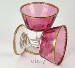 Set Glass Beaker Punch Bowl Tray Gold-Ruby around 1900 O766