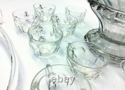 Set Heisey Glass Large Punch Bowl Pedestal Cups Ladles Serving Used Vintage