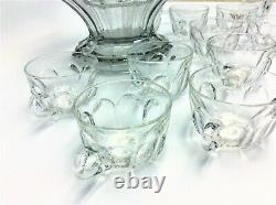 Set Heisey Glass Large Punch Bowl Pedestal Cups Ladles Serving Used Vintage