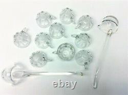 Set Heisey Glass Large Punch Bowl Pedestal Cups Ladles Serving Used Vintage