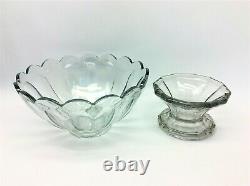 Set Heisey Glass Large Punch Bowl Pedestal Cups Ladles Serving Used Vintage