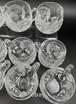 Set Of 12 Antique European Cut Glass Punch Cups