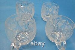 Set of 6 Vintage Clear Etched Crystal Star Pattern Punch Bowl Drinking Cups