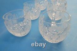 Set of 6 Vintage Clear Etched Crystal Star Pattern Punch Bowl Drinking Cups