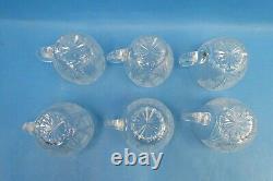 Set of 6 Vintage Clear Etched Crystal Star Pattern Punch Bowl Drinking Cups