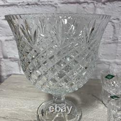 Shannon 24% Lead Crystal Diamond Cut Punch Bowl, Cups & Ladle 9pc Total Godinger