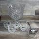 Shannon Crystal Diamond Cut Pedestal Punch Bowl, Cups & Ladle 6pc Total Godinger