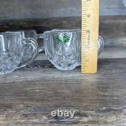 Shannon Crystal Diamond Cut Pedestal Punch Bowl, Cups & Ladle 6pc Total Godinger