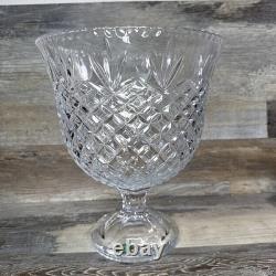 Shannon Crystal Diamond Cut Pedestal Punch Bowl, Cups & Ladle 6pc Total Godinger