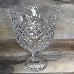 Shannon Crystal Diamond Cut Pedestal Punch Bowl, Cups & Ladle 6pc Total Godinger