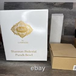Shannon Crystal Diamond Cut Pedestal Punch Bowl, Cups & Ladle 6pc Total Godinger